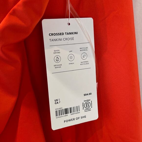 NWT ATHLETA  Size S Crossed Tankini Swim Top Vermillion Orange Red - Picture 3 of 9